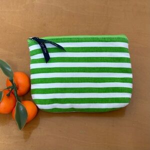 Green and white striped pouch * Thirty-One